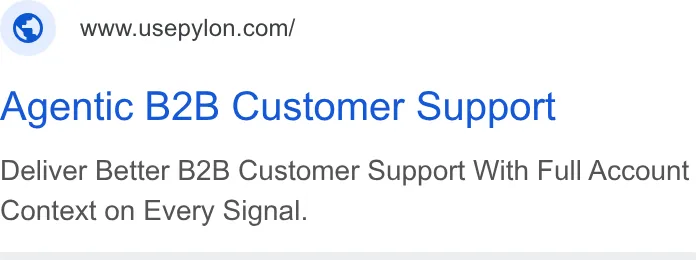 An ad Pylon: Agentic B2B Support is running
