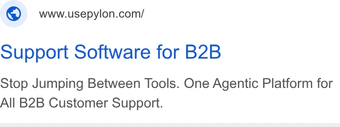 An ad Pylon: Agentic B2B Support is running