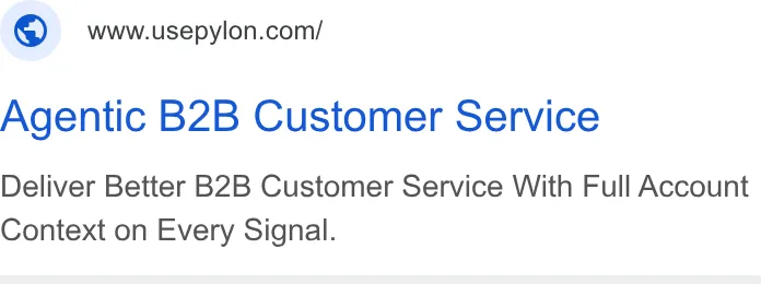 An ad Pylon: Agentic B2B Support is running