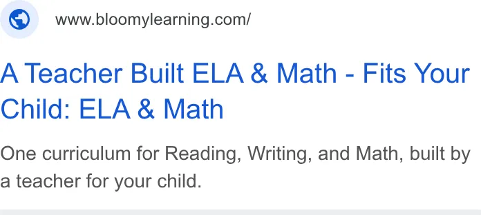An ad Bloomylearning is running