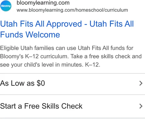 An ad Bloomylearning is running