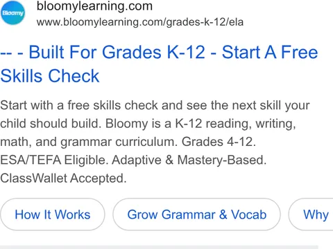An ad Bloomylearning is running