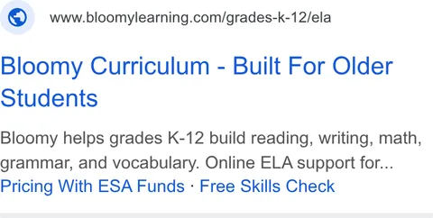 An ad Bloomylearning is running