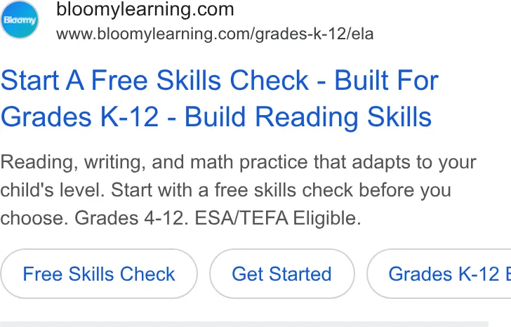 An ad Bloomylearning is running