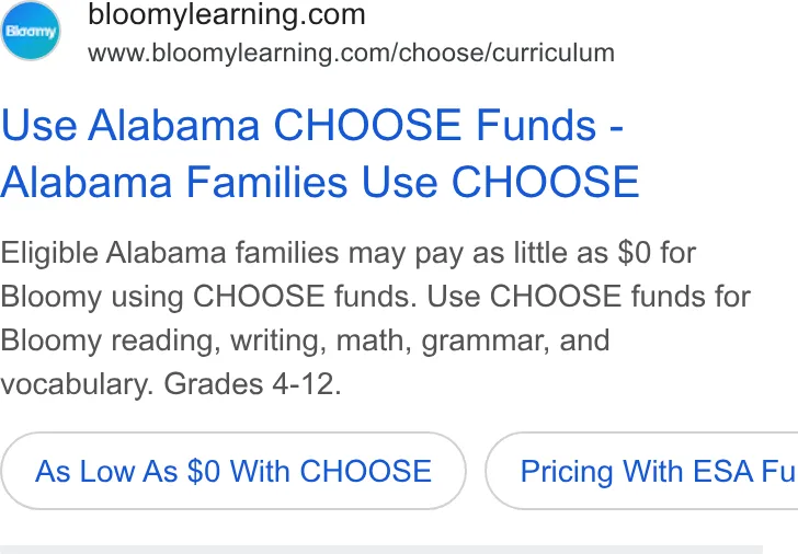 An ad Bloomylearning is running