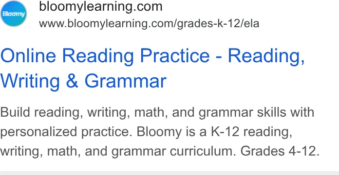An ad Bloomylearning is running