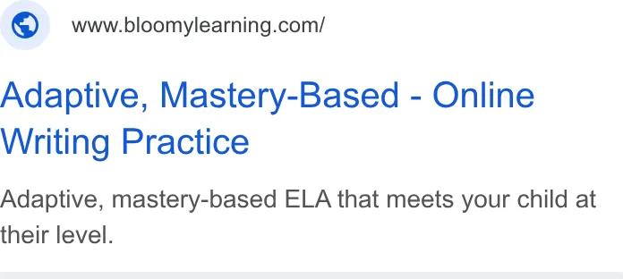An ad Bloomylearning is running
