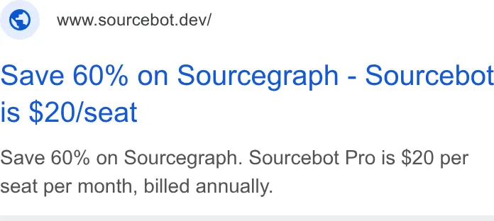 An ad Sourcebot is running