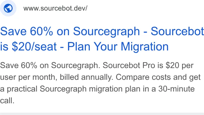 An ad Sourcebot is running