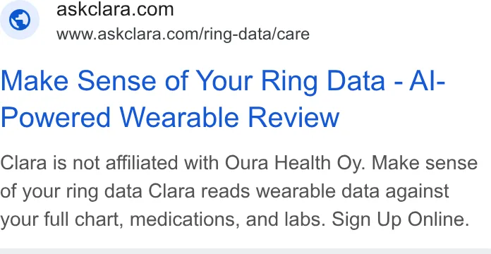 An ad Askclara is running