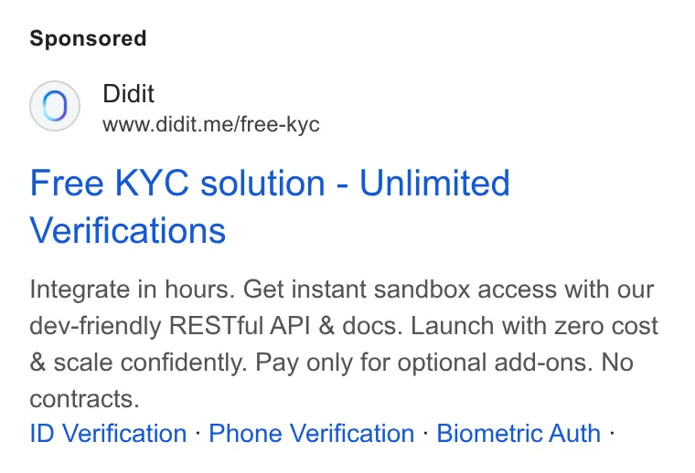 An ad Didit is running