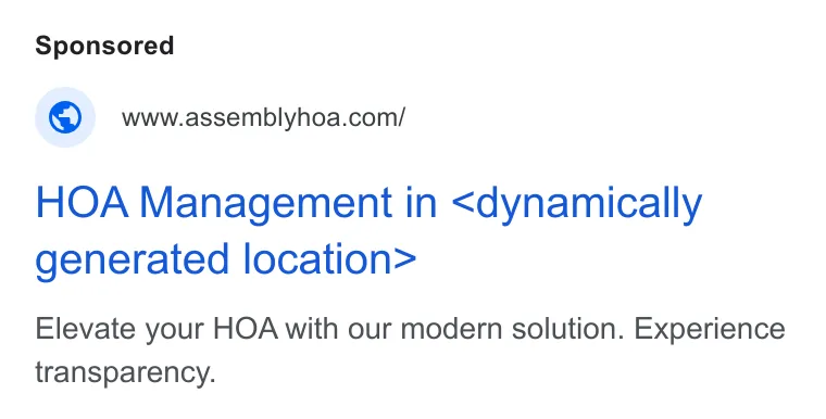 An ad Assembly HOA Management is running