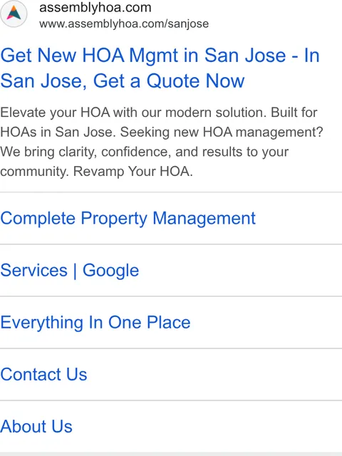 An ad Assembly HOA Management is running