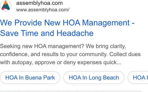 An ad Assembly HOA Management is running