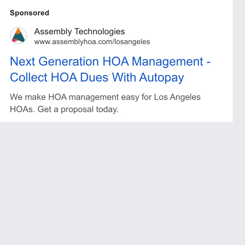 An ad Assembly HOA Management is running