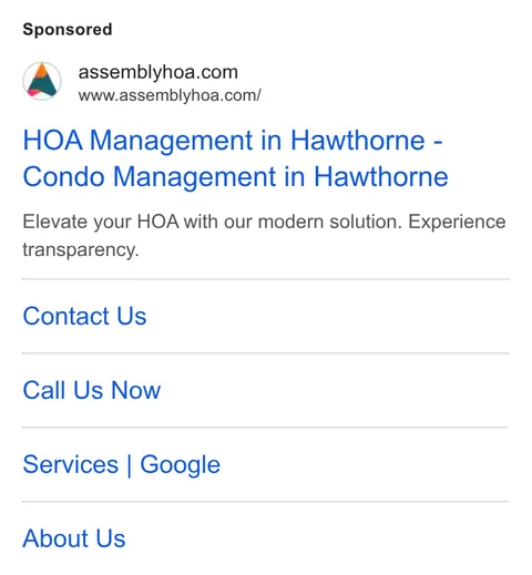 An ad Assembly HOA Management is running