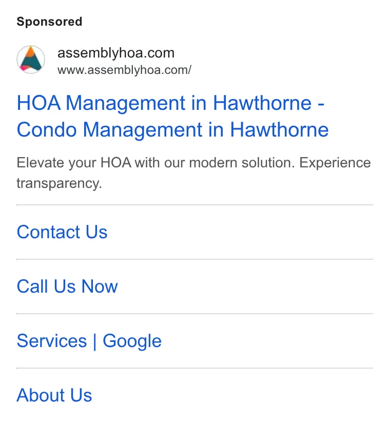 An ad Assembly HOA Management is running