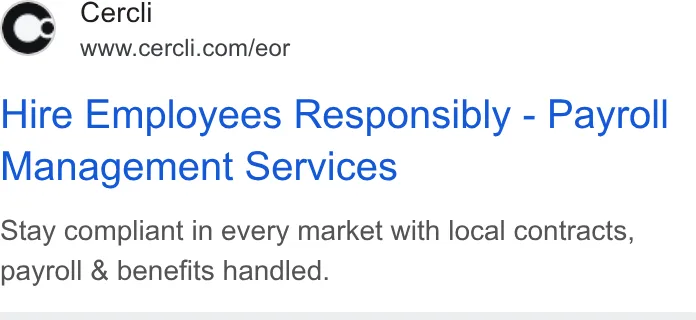 An ad Cercli is running