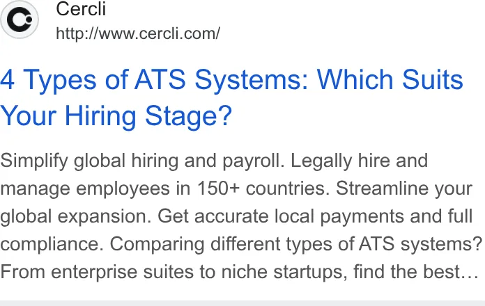 An ad Cercli is running