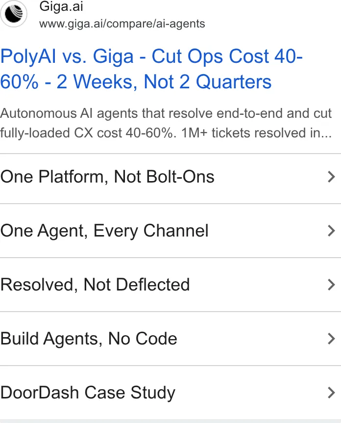 An ad Giga is running