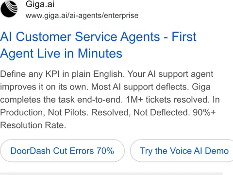 An ad Giga is running