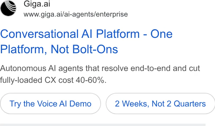 An ad Giga is running