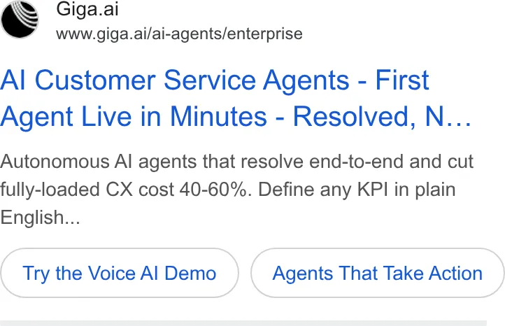 An ad Giga is running