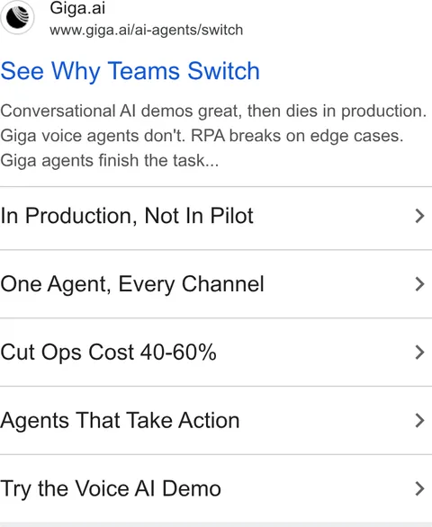 An ad Giga is running