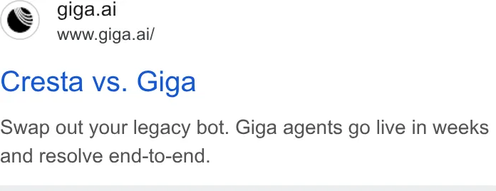 An ad Giga is running