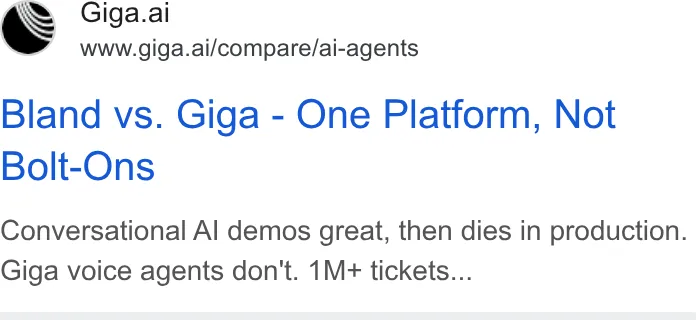 An ad Giga is running
