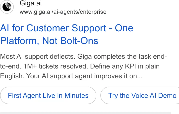 An ad Giga is running
