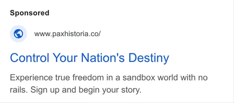 An ad Pax Historia is running