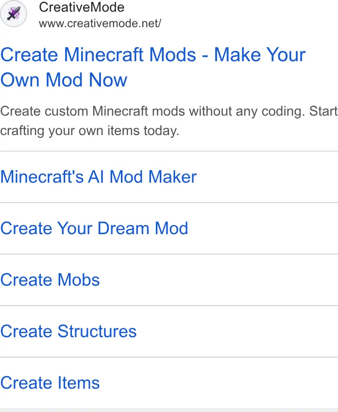 An ad CreativeMode is running