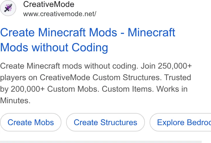 An ad CreativeMode is running