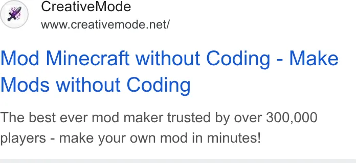 An ad CreativeMode is running