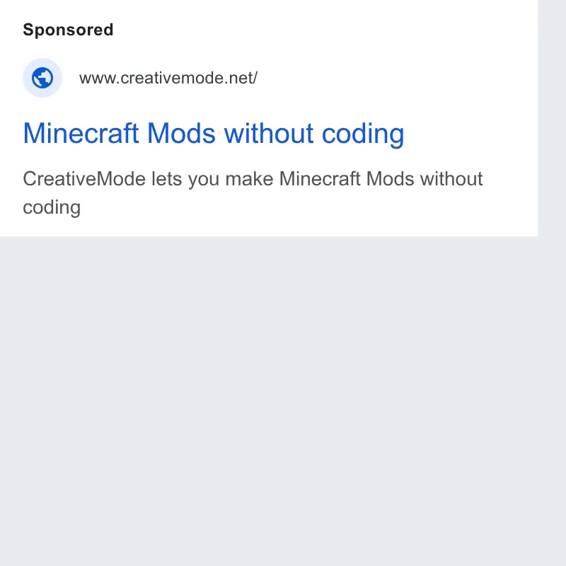 An ad CreativeMode is running