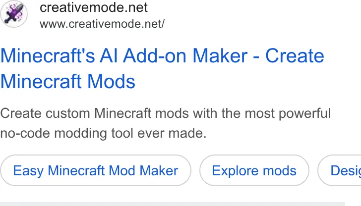 An ad CreativeMode is running