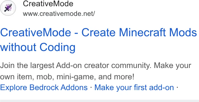 An ad CreativeMode is running