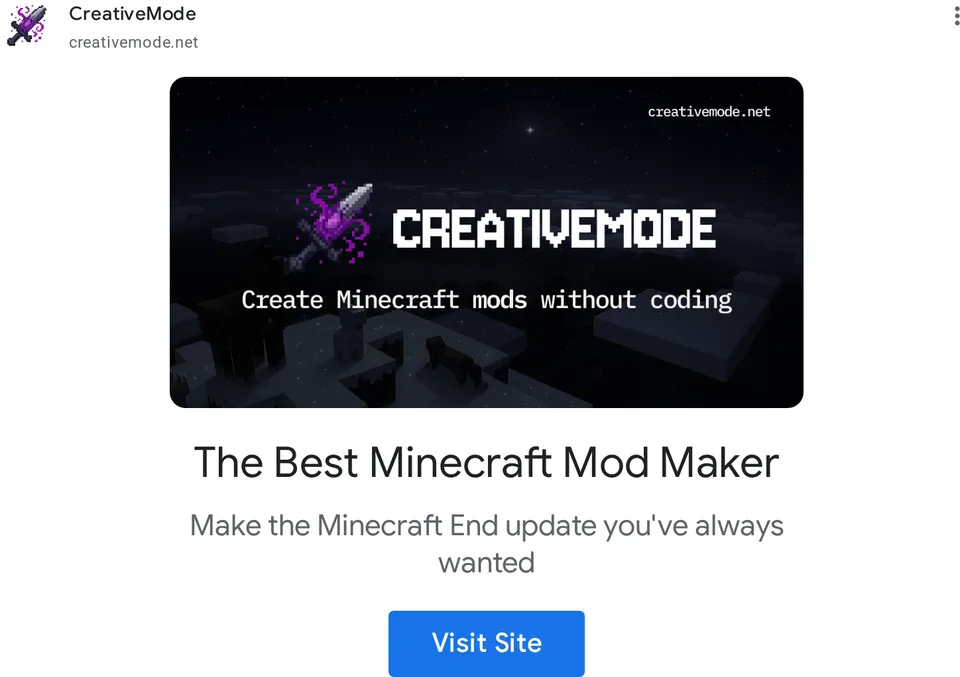 An ad CreativeMode is running
