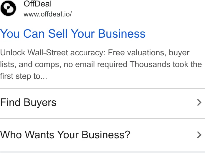 An ad OffDeal is running