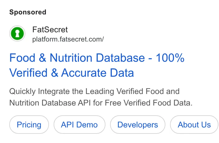 An ad fatsecret is running