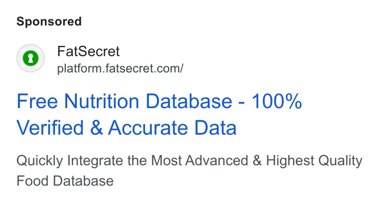 An ad fatsecret is running