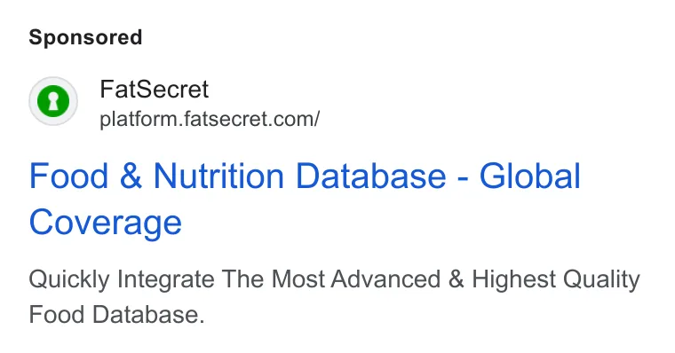 An ad fatsecret is running