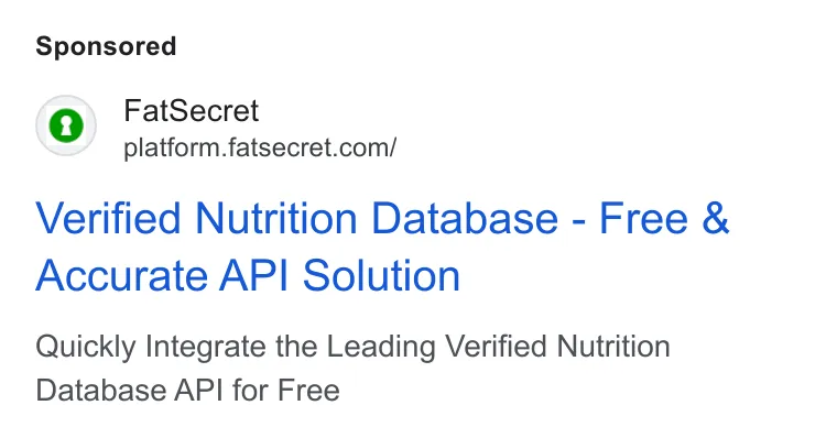 An ad fatsecret is running