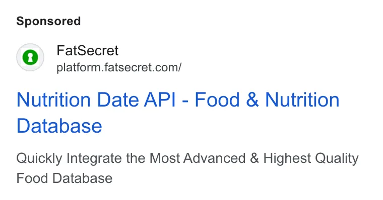 An ad fatsecret is running