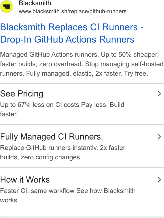 An ad Blacksmith is running