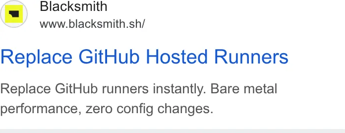 An ad Blacksmith is running