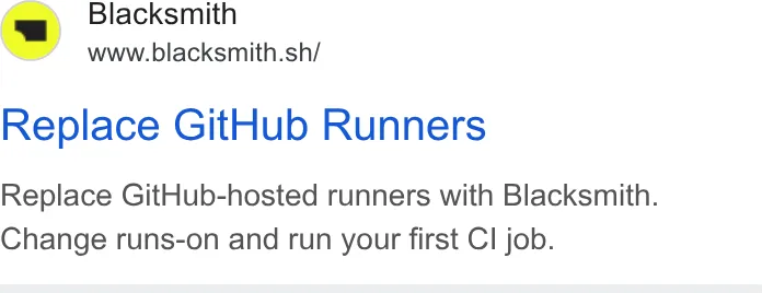 An ad Blacksmith is running