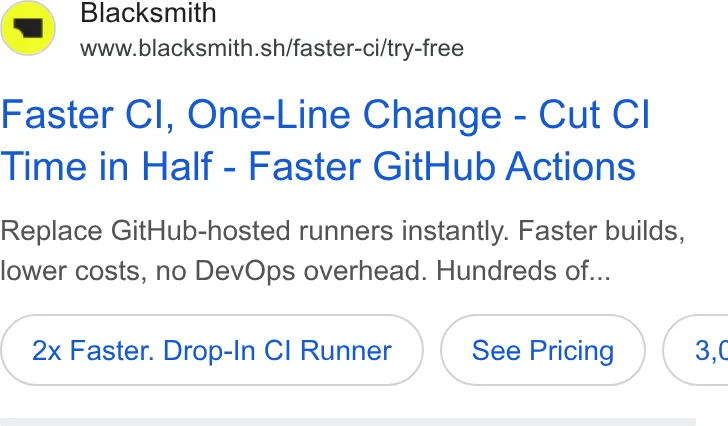 An ad Blacksmith is running