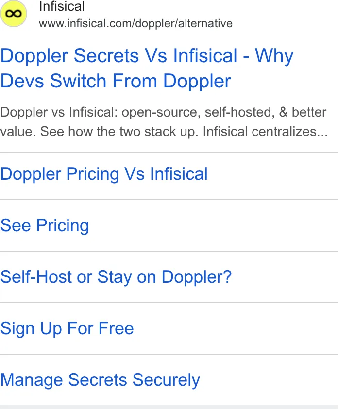 An ad Infisical is running